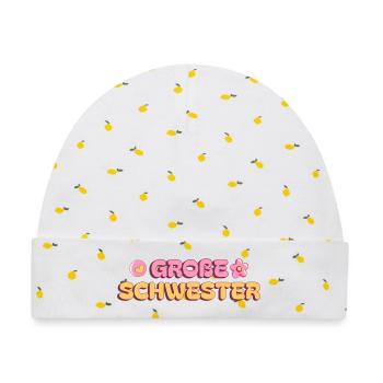 Große Schwester Geschwister Partnerlook Partner - Baby Premium Organic Mütze - Weiß/Zitronengelb - Vorne
