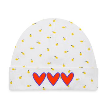 HERZ. ICH LIEBE DICH. NUR LIEBE. LIEBE. ICH LIEBE DICH - Baby Premium Organic Mütze - Weiß/Zitronengelb - Vorne