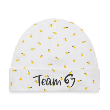 Team 6 7 - Baby Premium Organic Mütze - Weiß/Zitronengelb - Vorne
