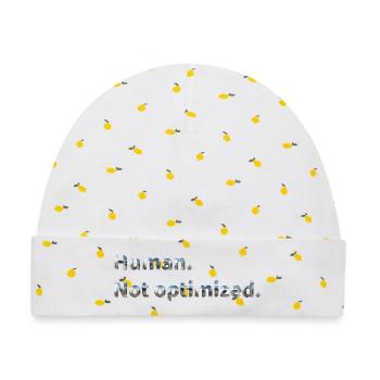 Human. Not optimized. - Baby Premium Organic Mütze - Weiß/Zitronengelb - Vorne