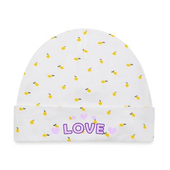 Liebe Purple Heart Tippfehler - Baby Premium Organic Mütze - Weiß/Zitronengelb - Vorne