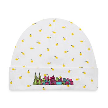 Montpellier Stadtsilhouette Arc de Triomphe Art - Baby Premium Organic Mütze - Weiß/Zitronengelb - Vorne