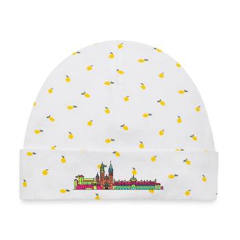 Skyline der Stadt Krakau, Schloss Wawel, Moderne Kunst - Baby Premium Organic Mütze - Weiß/Zitronengelb - Vorne