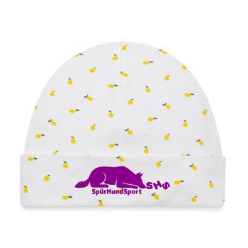 SHS Logo magenta - Baby Premium Organic Mütze - Weiß/Zitronengelb - Vorne