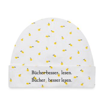Bücher besser lesen - Ein Statement - Baby Premium Organic Mütze - Weiß/Zitronengelb - Vorne