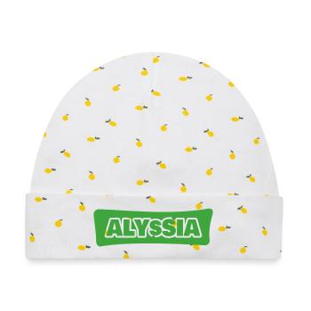Geschenk für Alyssia - Baby Premium Organic Mütze - Weiß/Zitronengelb - Vorne