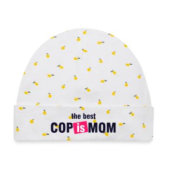 Bestes Cop Is Mom-Shirt - Baby Premium Organic Mütze - Weiß/Zitronengelb - Vorne