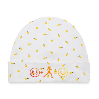 Geschenkidee für eine Running mit Running - Baby Premium Organic Mütze - Weiß/Zitronengelb - Vorne