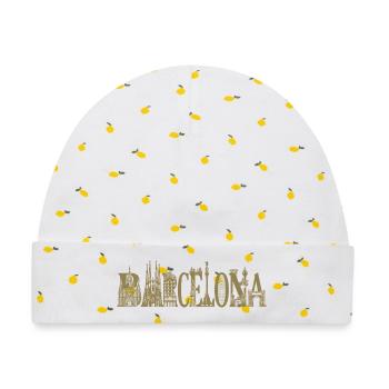 Barcelona Silhouette Sehenswürdigkeiten Urlaub  - Baby Premium Organic Mütze - Weiß/Zitronengelb - Vorne