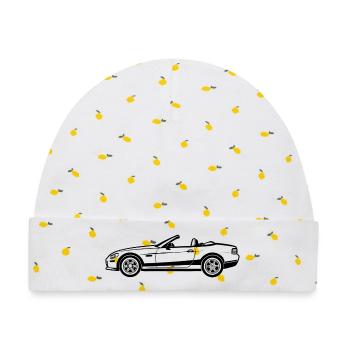Cabriolet - Baby Premium Organic Mütze - Weiß/Zitronengelb - Vorne