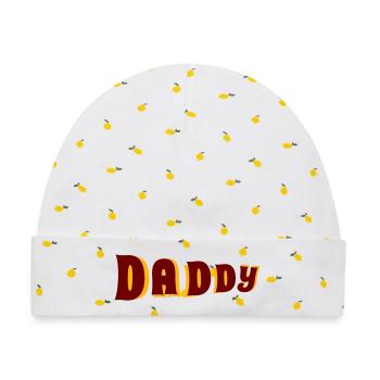 Daddy - Baby Premium Organic Mütze - Weiß/Zitronengelb - Vorne