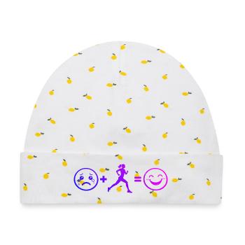Geschenkidee für eine Running mit Running - Baby Premium Organic Mütze - Weiß/Zitronengelb - Vorne