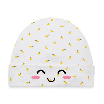 Glückliches Kawaiigesicht - Baby Premium Organic Mütze - Weiß/Zitronengelb - Vorne