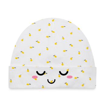 Dreaming Kawaiigesicht - Baby Premium Organic Mütze - Weiß/Zitronengelb - Vorne