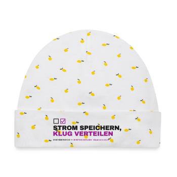 STROM SPEICHERN, KLUG VERTEILEN - Baby Premium Organic Mütze - Weiß/Zitronengelb - Vorne