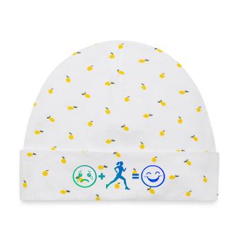 Geschenkidee für eine Running mit Running - Baby Premium Organic Mütze - Weiß/Zitronengelb - Vorne