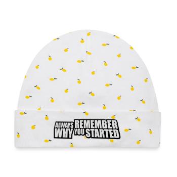 Always Remember Why You Started Motivation Spruch - Baby Premium Organic Mütze - Weiß/Zitronengelb - Vorne