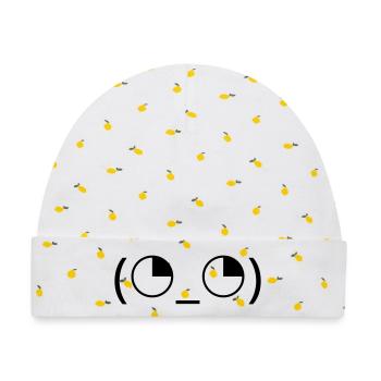 Augenrollen Emoticon (◔_◔) genervter Blick - Baby Premium Organic Mütze - Weiß/Zitronengelb - Vorne