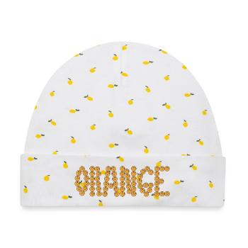 Orangefarbene Typografie - Baby Premium Organic Mütze - Weiß/Zitronengelb - Vorne