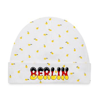 Berliner Trikolore Deutsche Flagge in Drops - Baby Premium Organic Mütze - Weiß/Zitronengelb - Vorne