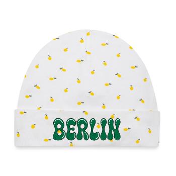 Berlin Psychedelic Green Black - Baby Premium Organic Mütze - Weiß/Zitronengelb - Vorne
