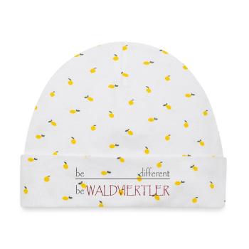 Be different - be WALDVIERTLER - Baby Premium Organic Mütze - Weiß/Zitronengelb - Vorne
