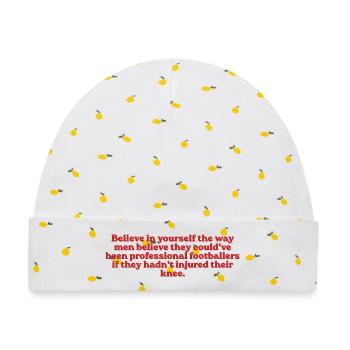 Believe In Yourself Footballer - Baby Premium Organic Mütze - Weiß/Zitronengelb - Vorne