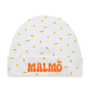 Malmö Neon Orange Retro - Baby Premium Organic Mütze - Weiß/Zitronengelb - Vorne