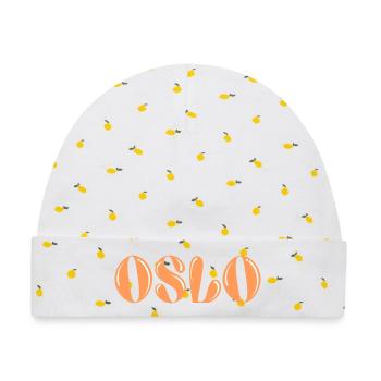 Oslo Orange stilisiert - Baby Premium Organic Mütze - Weiß/Zitronengelb - Vorne