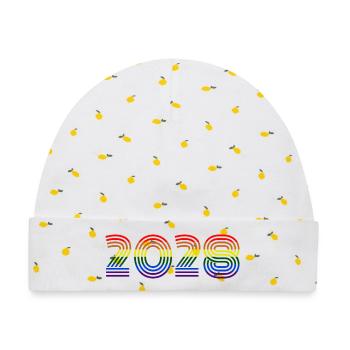 Rainbow 2028 - Baby Premium Organic Mütze - Weiß/Zitronengelb - Vorne