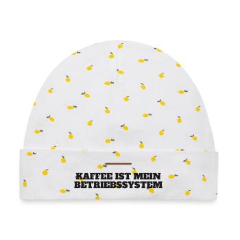 Kaffee ist mein Betriebssystem - Baby Premium Organic Mütze - Weiß/Zitronengelb - Vorne