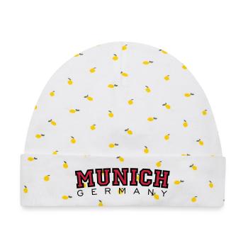 München Munich Germany (Schwarz/Rot) - Baby Premium Organic Mütze - Weiß/Zitronengelb - Vorne