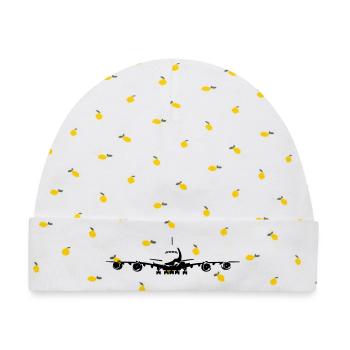 Passagierflugzeug - Baby Premium Organic Mütze - Weiß/Zitronengelb - Vorne