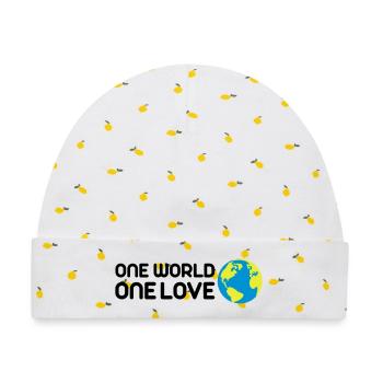 One World One Love - Baby Premium Organic Mütze - Weiß/Zitronengelb - Vorne
