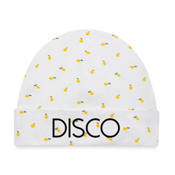 DISCO Diskokugel - Baby Premium Organic Mütze - Weiß/Zitronengelb - Vorne