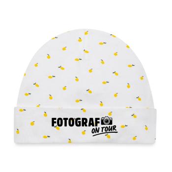 fotograf on tour - Baby Premium Organic Mütze - Weiß/Zitronengelb - Vorne