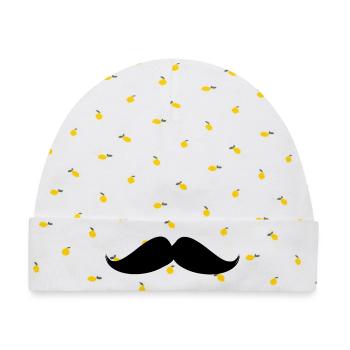 MUSTACHE.BONNE Vatertag. Vatertag. - Baby Premium Organic Mütze - Weiß/Zitronengelb - Vorne