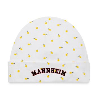 Manheim Arch Schriftzug - Baby Premium Organic Mütze - Weiß/Zitronengelb - Vorne