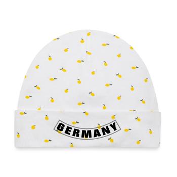 Germany Rocker Patch Bottom Rocker - Baby Premium Organic Mütze - Weiß/Zitronengelb - Vorne