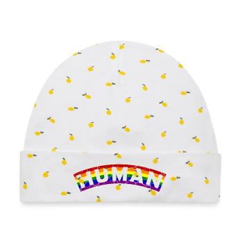 Human Pride Flag Design - Baby Premium Organic Mütze - Weiß/Zitronengelb - Vorne