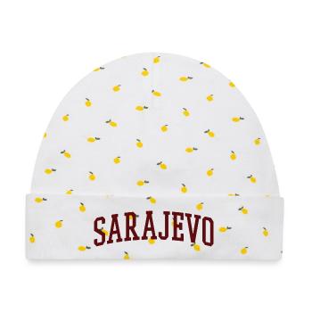 Sarajevo Vintage Schriftzug - Baby Premium Organic Mütze - Weiß/Zitronengelb - Vorne