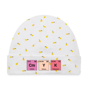CMYK in periodischen Elementen - Baby Premium Organic Mütze - Weiß/Zitronengelb - Vorne