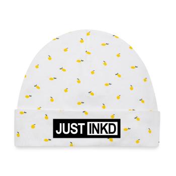 JUST INKD - Baby Premium Organic Mütze - Weiß/Zitronengelb - Vorne