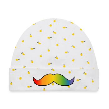 Regenbogen Bart queer schwarz - Baby Premium Organic Mütze - Weiß/Zitronengelb - Vorne