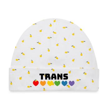Regenbogenherzchen Trans schwarz - Baby Premium Organic Mütze - Weiß/Zitronengelb - Vorne