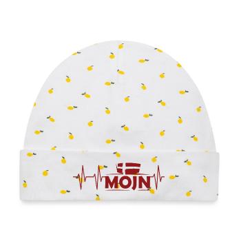 puls mojn dansk moin dänemark Symbol Herzschlag - Baby Premium Organic Mütze - Weiß/Zitronengelb - Vorne