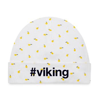 VIKING Hashtag - Baby Premium Organic Mütze - Weiß/Zitronengelb - Vorne