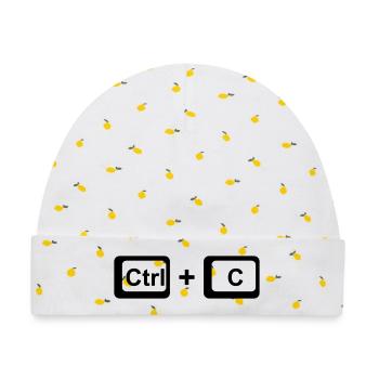 CTRL + C / Eltern Geschenk zum Vatertag /Muttertag - Baby Premium Organic Mütze - Weiß/Zitronengelb - Vorne