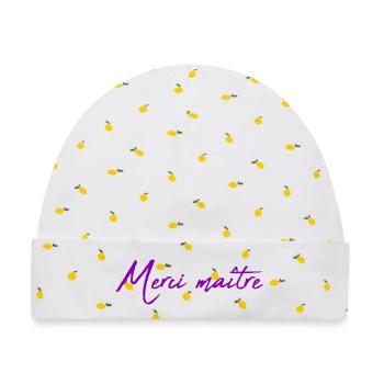 MEISTER. MEISTER. VIELEN DANK. DANKE, MEISTER. MEISTER - Baby Premium Organic Mütze - Weiß/Zitronengelb - Vorne