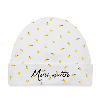 MEISTER. MEISTER. VIELEN DANK. DANKE, MEISTER. MEISTER - Baby Premium Organic Mütze - Weiß/Zitronengelb - Vorne